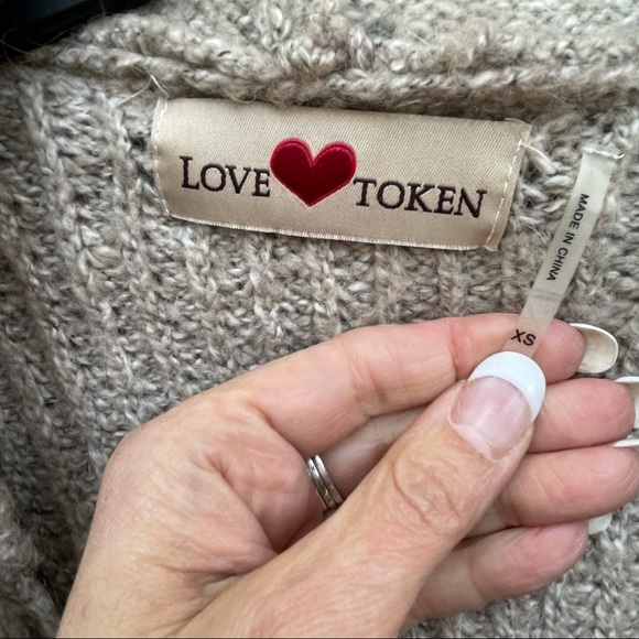 Love Token cardigan duster sweater rabbit fur trim XS - Picture 3 of 4